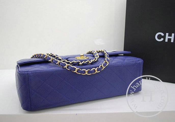 Chanel 36070 Designer Handbag Light Blue Original Caviar Leather With Gold Hardware