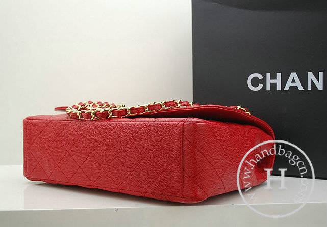 Chanel 36070 Designer Handbag Red Original Caviar Leather With Gold Hardware - Click Image to Close