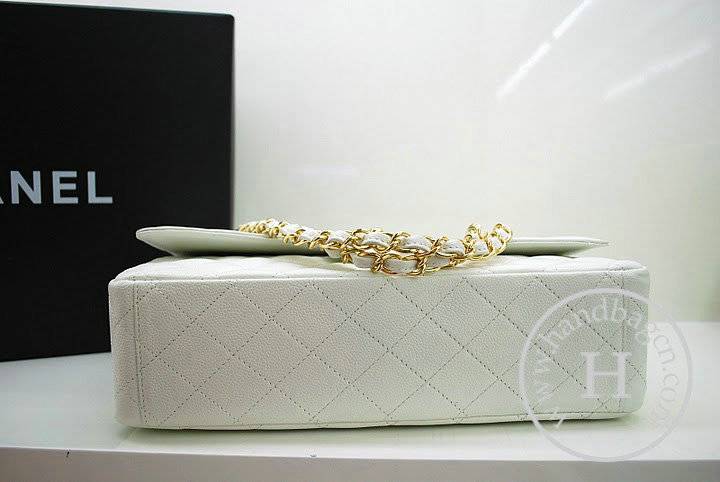 Chanel 36070 Designer Handware White Original Caviar Leather With Gold Hardware