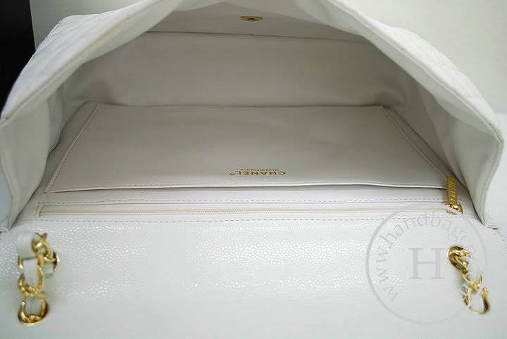 Chanel 36070 Designer Handware White Original Caviar Leather With Gold Hardware