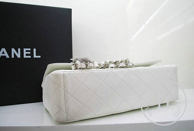 Chanel 36070 Designer Handware White Original Caviar Leather With Silver Hardware