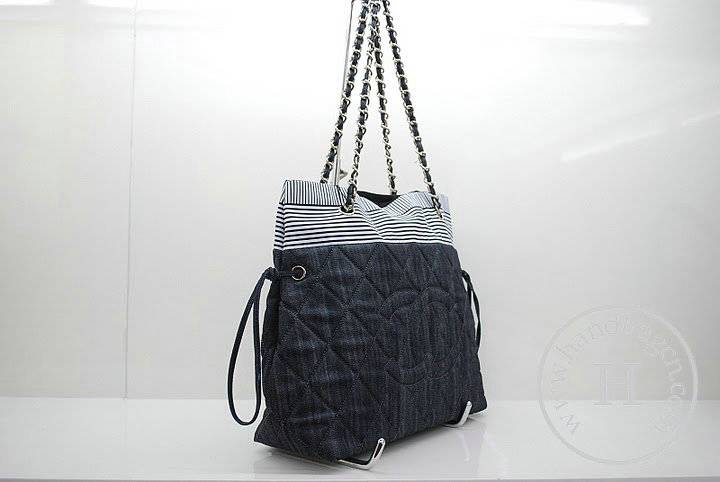 Chanel 36072 Replica Black Denim Shoulder Handbag - Click Image to Close