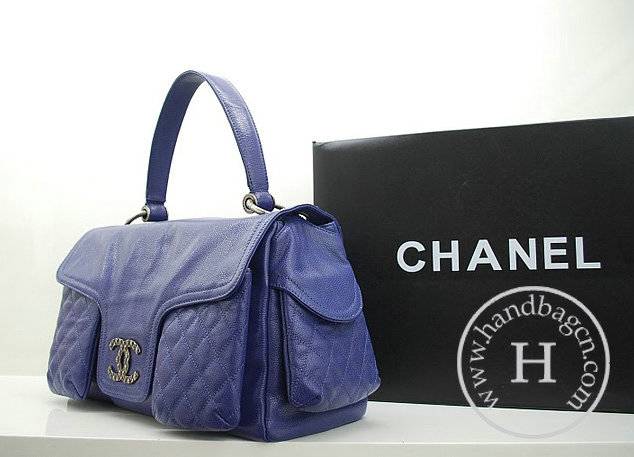 Chanel 36070 Designer Handbag Light Blue Original Caviar Leather - Click Image to Close
