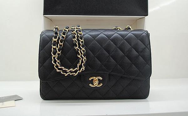 Chanel 36076 Replica Handbag Black Original Caviar Leather With Gold Hardware - Click Image to Close