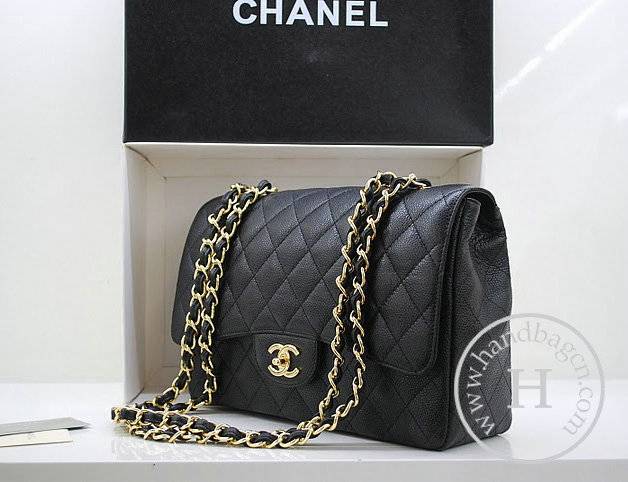 Chanel 36076 Replica Handbag Black Original Caviar Leather With Gold Hardware