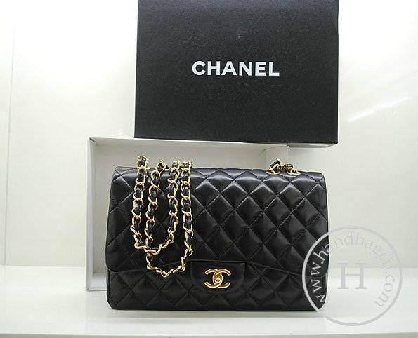 Chanel 36076 Replica Handbag Black Original Lambskin Leather With Gold Hardware - Click Image to Close