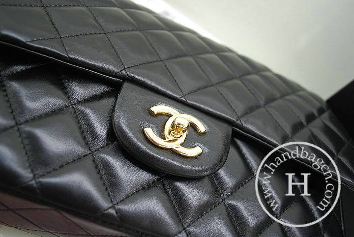 Chanel 36076 Replica Handbag Black Original Lambskin Leather With Gold Hardware - Click Image to Close
