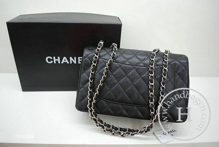 Chanel 36076 Replica Handbag Black Original Caviar Leather With Silver Hardware - Click Image to Close