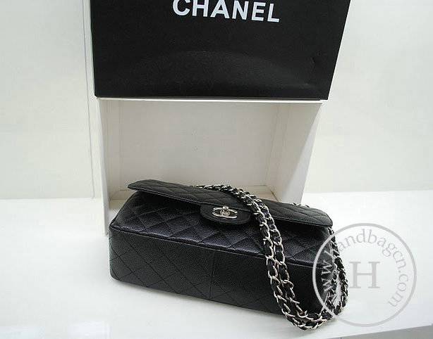 Chanel 36076 Replica Handbag Black Original Caviar Leather With Silver Hardware - Click Image to Close