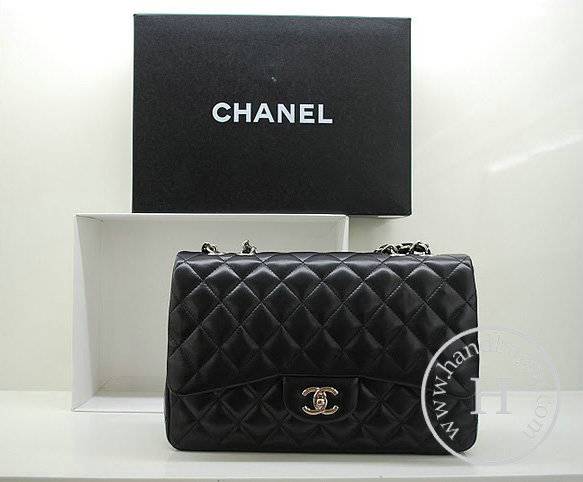 Chanel 36076 Replica Handbag Black Original Lambskin Leather With Silver Hardware