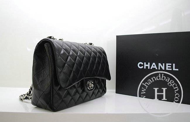 Chanel 36076 Replica Handbag Black Original Lambskin Leather With Silver Hardware - Click Image to Close