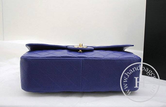 Chanel 36077 Blue Original Caviar Leather replica handbag with Gold hardware - Click Image to Close