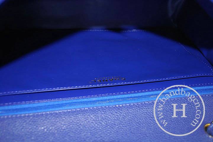 Chanel 36077 Blue Original Caviar Leather replica handbag with Gold hardware