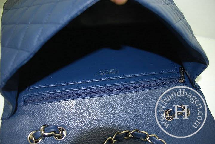 Chanel 36077 Blue Original Caviar Leather replica handbag with Silver hardware - Click Image to Close