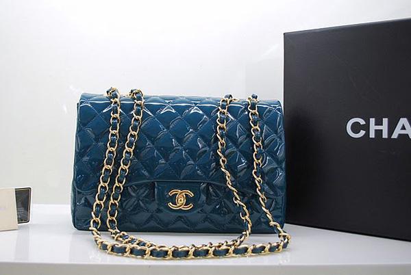 Chanel 36076 Replica Handbag Green Original Patent Leather with Gold Hardwarer - Click Image to Close
