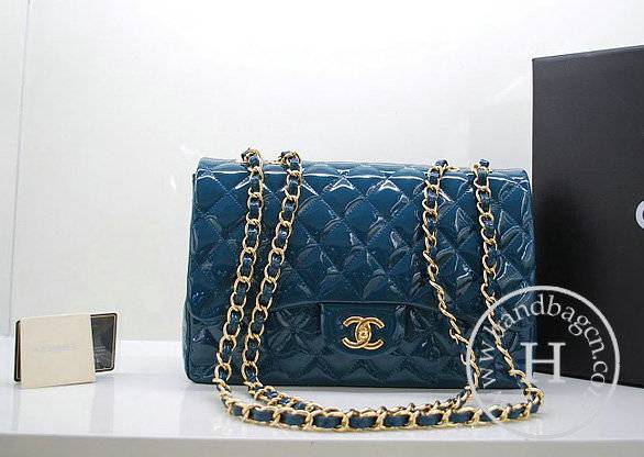 Chanel 36076 Replica Handbag Green Original Patent Leather with Gold Hardwarer - Click Image to Close