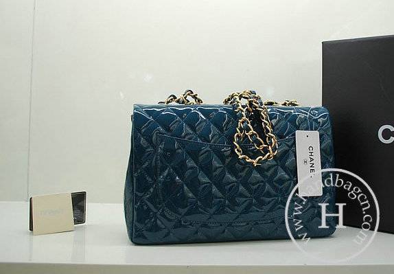 Chanel 36076 Replica Handbag Green Original Patent Leather with Gold Hardwarer