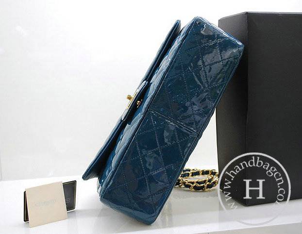 Chanel 36076 Replica Handbag Green Original Patent Leather with Gold Hardwarer