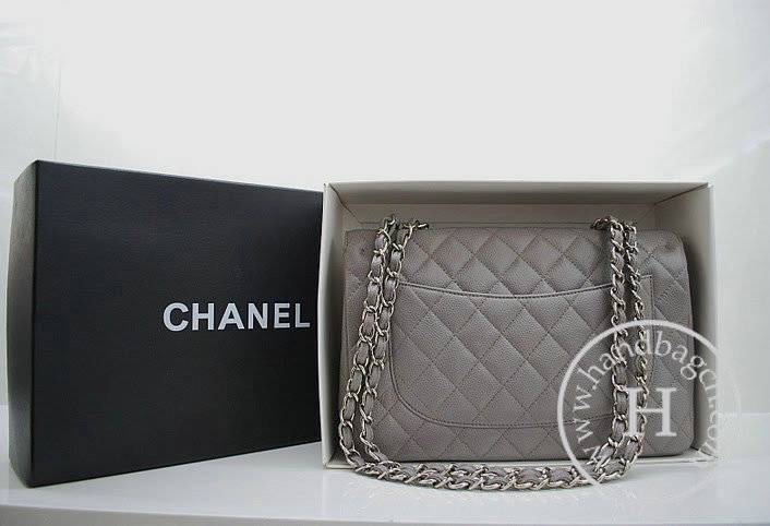 Chanel 36077 Grey Original Caviar Leather replica handbag with Gold hardware