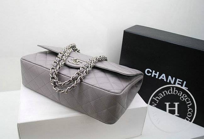 Chanel 36077 Grey Original Caviar Leather replica handbag with Gold hardware