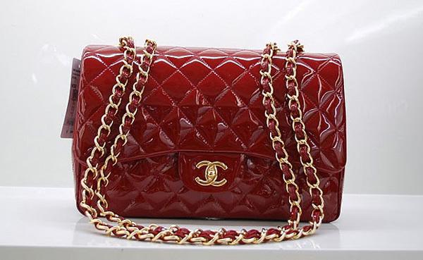 Chanel 36076 Replica Handbag Red Original Patent Leather With Gold Hardware - Click Image to Close