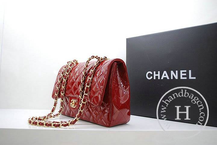 Chanel 36076 Replica Handbag Red Original Patent Leather With Gold Hardware