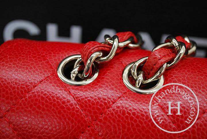 Chanel 36076 Replica Handbag Red Original Caviar Leather With Silver Hardware - Click Image to Close