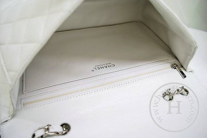 Chanel 36076 Replica Handbag White Original Caviar Leather with silver hardware