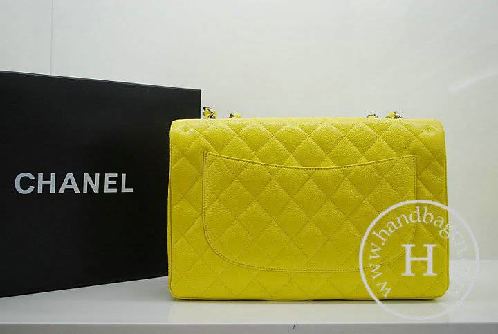 Chanel 36076 Replica Handbag Yellow Original Caviar Leather with silver hardware - Click Image to Close