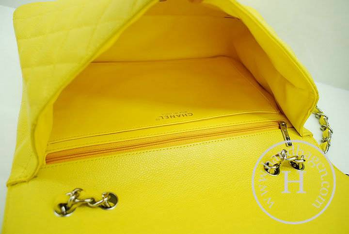 Chanel 36076 Replica Handbag Yellow Original Caviar Leather with silver hardware