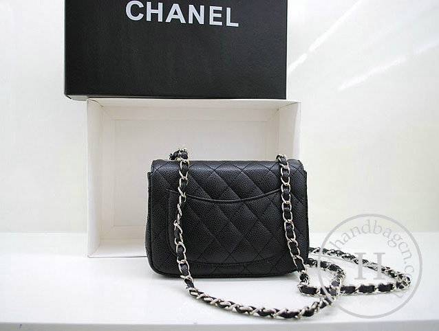 Chanel 36077 Black Original Caviar Leather handbag with Silver hardware - Click Image to Close