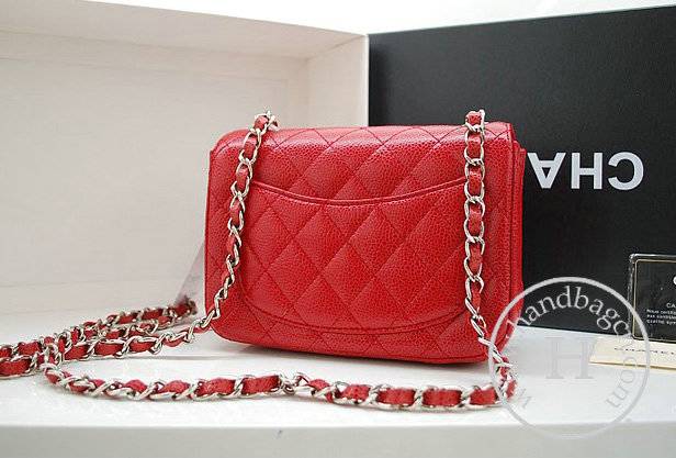 Chanel 36077 Red Original Caviar Leather replica handbag with Silver hardware
