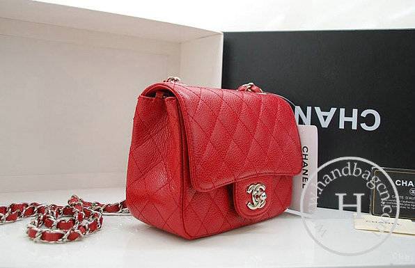 Chanel 36077 Red Original Caviar Leather replica handbag with Silver hardware