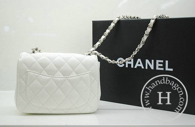 Chanel 36077 White Original Caviar Leather replica handbag with Silver hardware