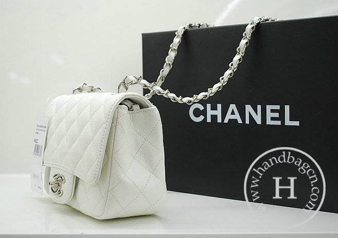 Chanel 36077 White Original Caviar Leather replica handbag with Silver hardware