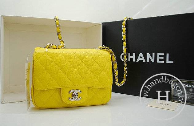 Chanel 36077 yellow Original Caviar Leather replica handbag with Silver hardware - Click Image to Close