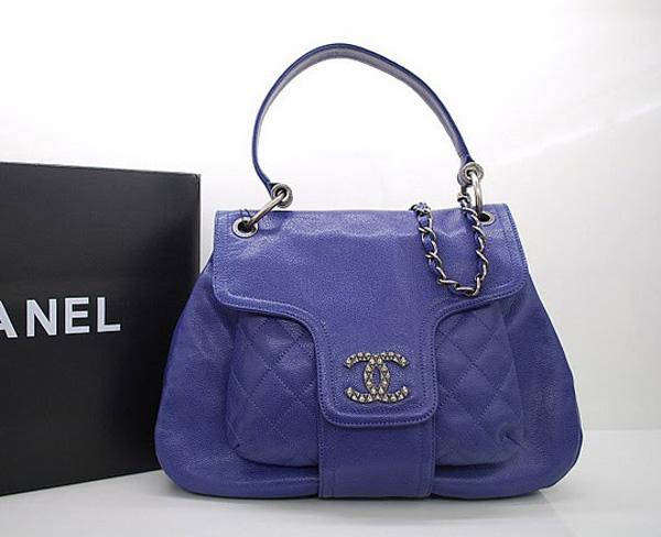 Chanel 36081 Designer Handbag Blue Original Caviar Leather - Click Image to Close