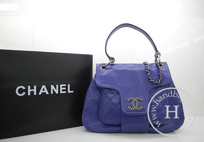 Chanel 36081 Designer Handbag Blue Original Caviar Leather