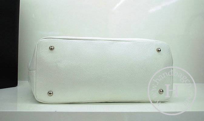 Chanel 36082 Designer Handbag White Caviar Leather With Silver Hardware
