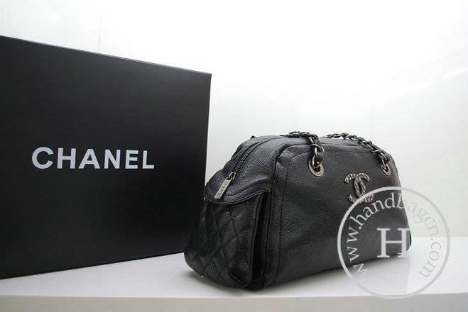 Chanel 36083 Designer Handbag Black Original Caviar Leather With Silver Hardware - Click Image to Close