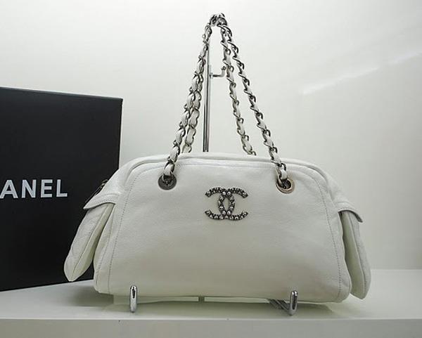 Chanel 36083 Designer Handbag White Original Caviar Leather With Silver Hardware