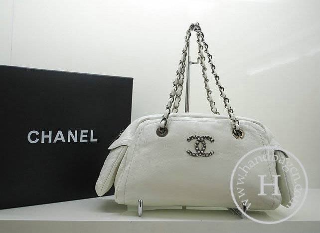 Chanel 36083 Designer Handbag White Original Caviar Leather With Silver Hardware - Click Image to Close