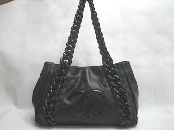 Chanel 36610 Black Lambskin Leather Replica Handbag - Click Image to Close