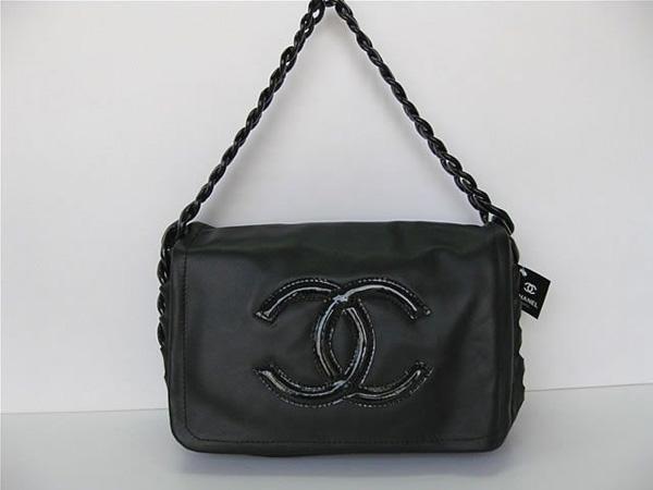 Chanel 36611 Replica Handbag Black Lambskin Leather - Click Image to Close