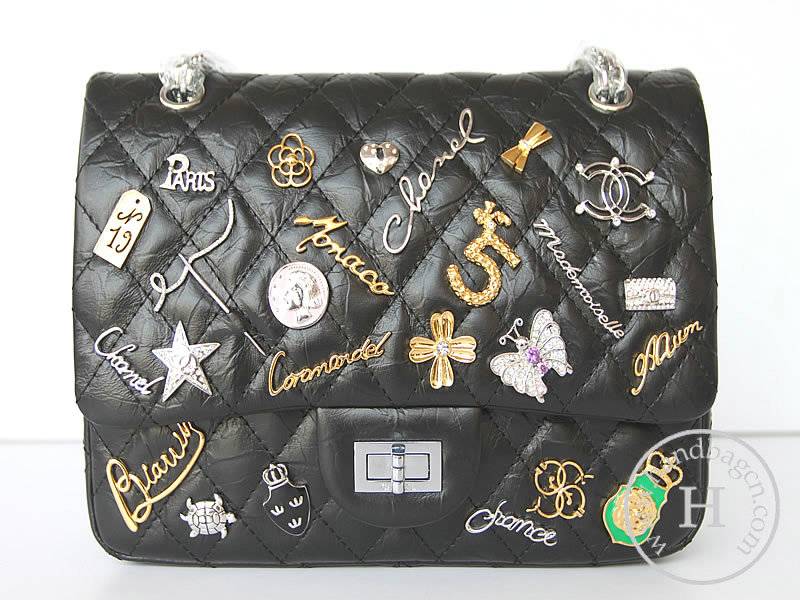 Chanel 37210 Replica Handbag Black Rugosity Leather With Silver Hardwar