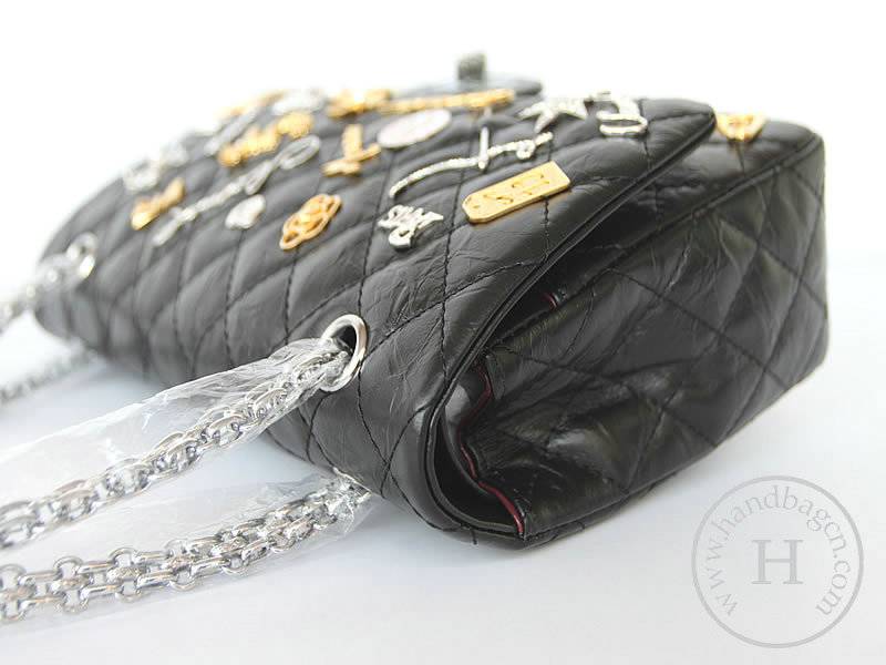 Chanel 37210 Replica Handbag Black Rugosity Leather With Silver Hardwar