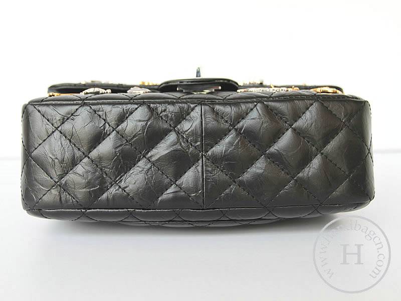 Chanel 37210 Replica Handbag Black Rugosity Leather With Silver Hardwar - Click Image to Close