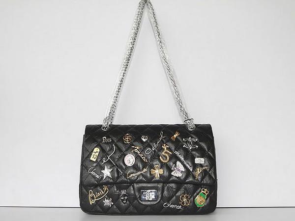 Chanel 37211 Replica Handbag Black Rugosity Leather With Silver Hardware