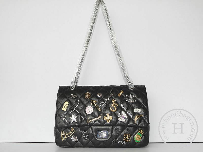 Chanel 37211 Replica Handbag Black Rugosity Leather With Silver Hardware