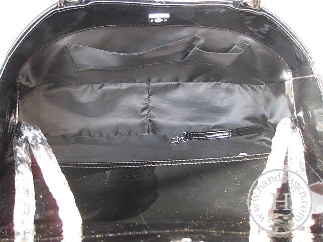 Chanel 39045 Replica Handbag Black Patent Leather With Silver Hardware